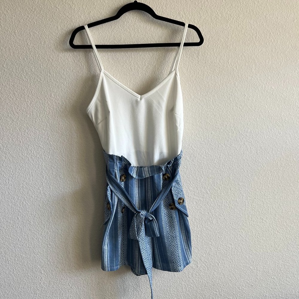 White & Blue Romper